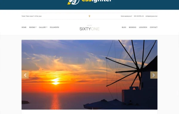 SixtyOne hotel and resort WordPress theme preview