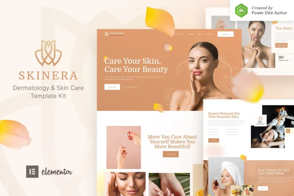 Skinera dermatology and skincare Elementor template kit preview