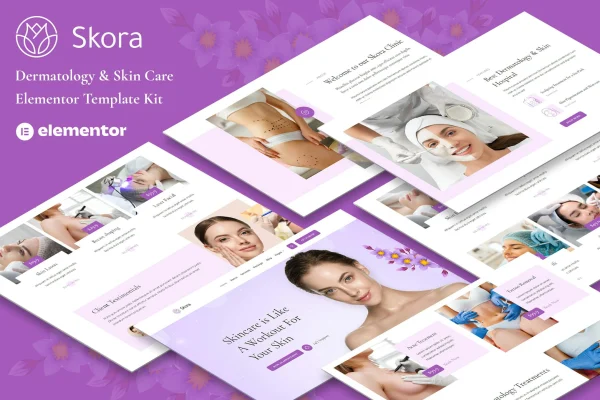 Skora dermatology and skin care Elementor template kit cover image