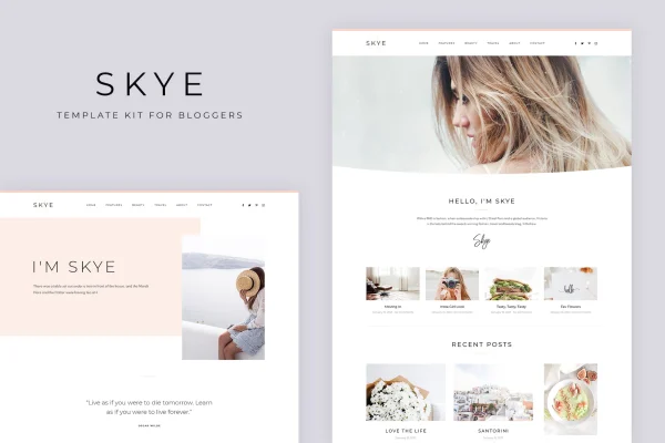 Skye modern blog Elementor template kit preview