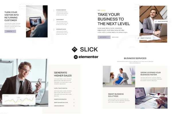 Slick business and marketing agency Elementor template kit preview