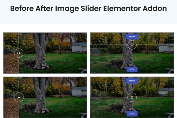 Slider Before After for Elementor plugin banner showing a before and after image comparison