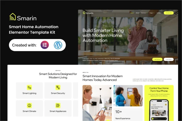 Smarin smart home automation Elementor template kit preview