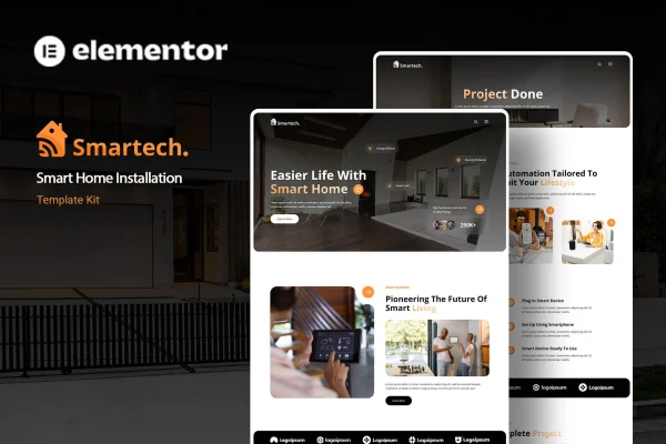Smartech smart home installation Elementor template kit preview