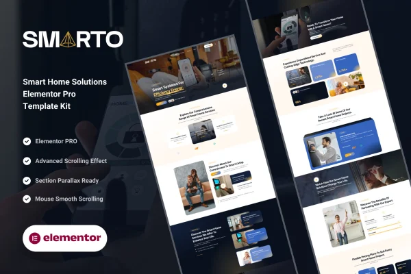 Smarto smart home Elementor Pro template kit preview