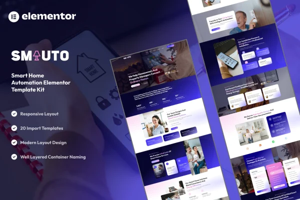 Smauto smart home automation Elementor template kit preview