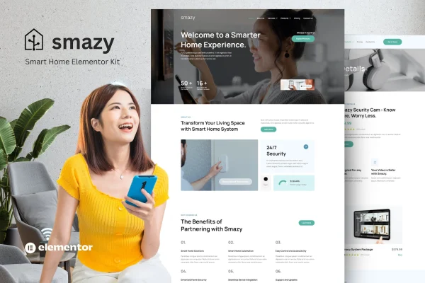 Smazy smart home system Elementor template kit preview