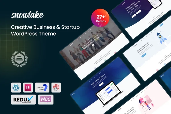 Snowlake creative business and startup WordPress theme preview