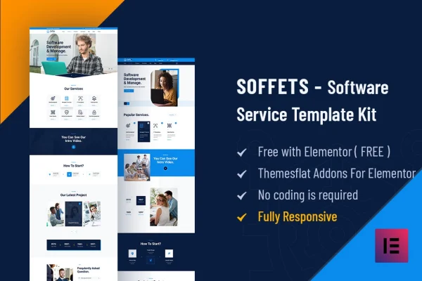 Soffets software and IT service Elementor template kit preview