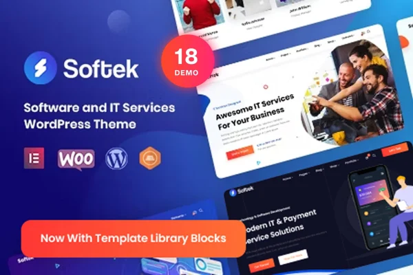 Softek software and IT solutions WordPress theme preview