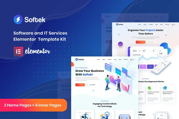 Softek software and IT solutions Elementor template kit cover image
