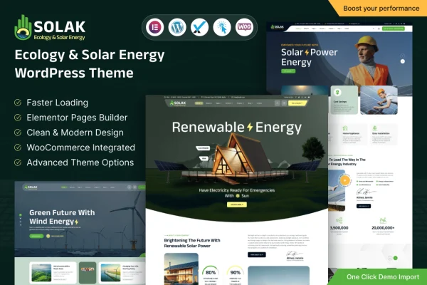 Solak ecology and solar energy WordPress theme preview