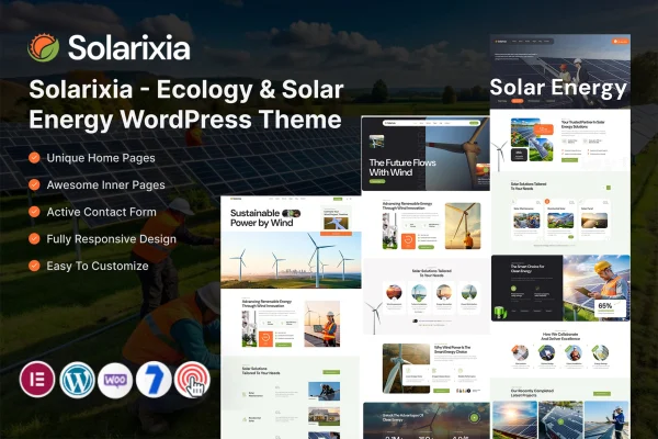 Solarixia ecology and solar energy WordPress theme cover image