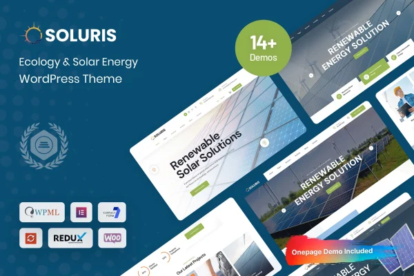 Soluris ecology and solar energy WordPress theme preview