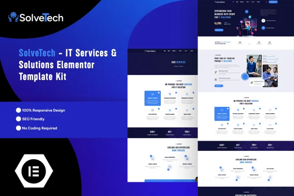 SolveTech IT services and solutions Elementor Pro template kit preview