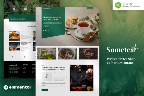 Sometea tea house cafe and restaurant Elementor template kit preview