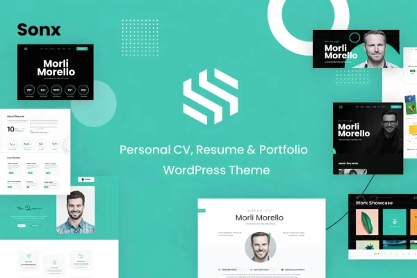 Sonx personal resume and portfolio WordPress theme preview