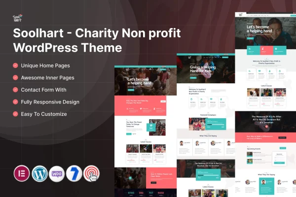 Soolhart charity nonprofit WordPress theme preview