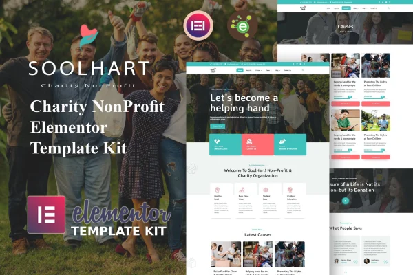 SoolHart charity and nonprofit Elementor template kit preview