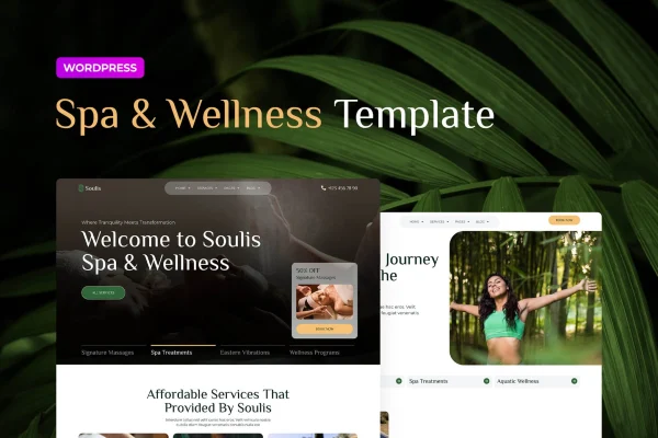 Soulis spa Elementor Pro template kit preview