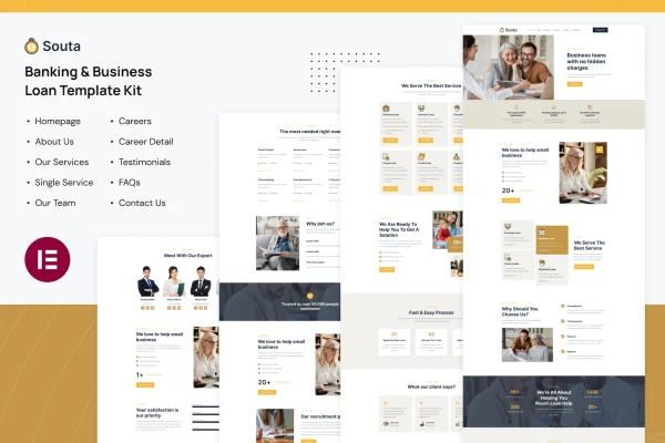 Souta banking and business loan Elementor template kit preview