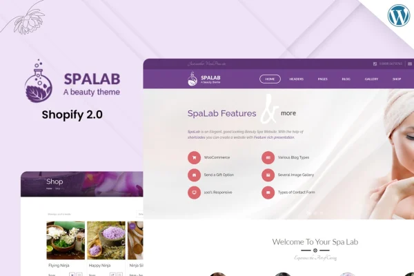 Spa Lab beauty salon WordPress theme preview