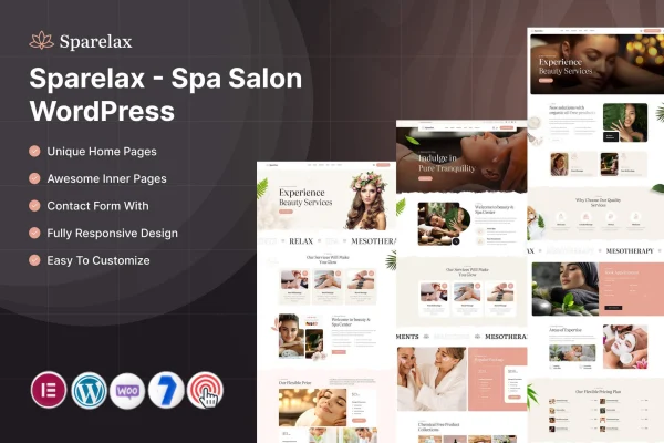 Sparelax spa and salon WordPress theme preview