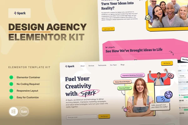 Spark design agency Elementor Pro template kit cover image