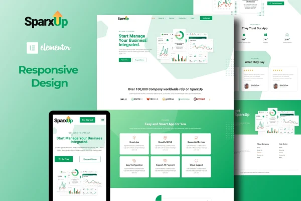 SparxUp SaaS and startup Elementor template kit cover image
