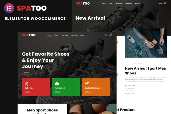 Spatoo shoe store Elementor template kit preview