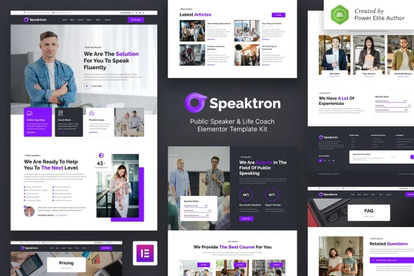 Speaktron public speaker and life coach Elementor template kit preview