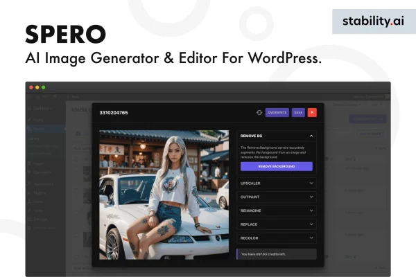 Spero AI image generator and editor for WordPress plugin banner
