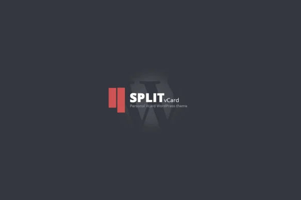 Split CV and vcard WordPress theme preview showing a personal resume layout