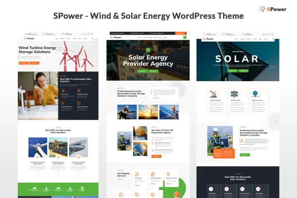 SPower wind and solar energy WordPress theme preview