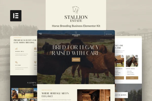 StallionEstate horse breeding Elementor Pro template kit cover image