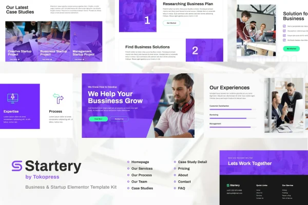 Startery SaaS and startup Elementor template kit cover image