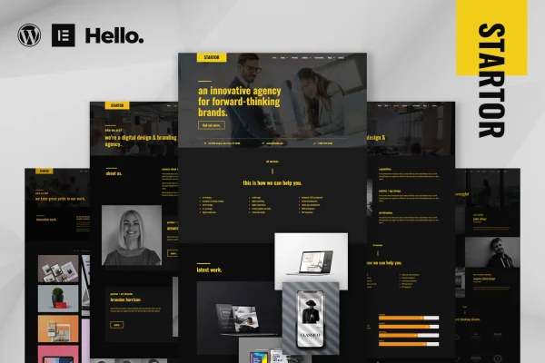 STARTOR dark agency and company Elementor template kit preview