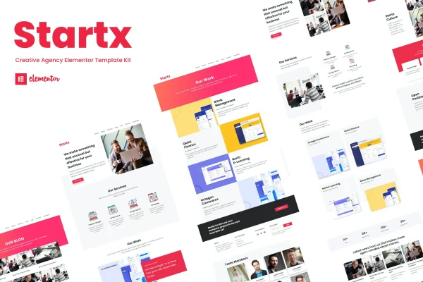 Startx creative agency Elementor template kit page previews