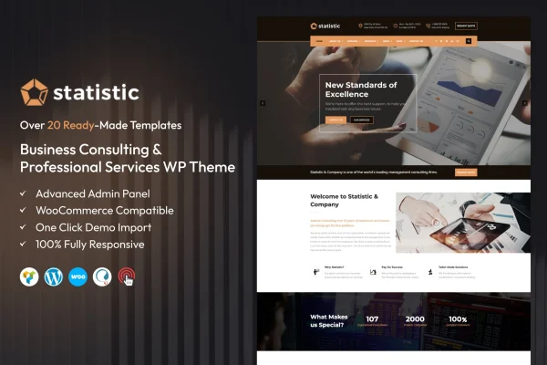 Statistic business consulting WordPress theme preview