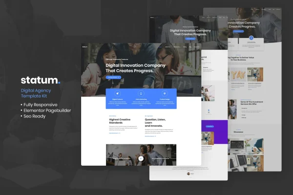 Statum business and agency Elementor template kit preview