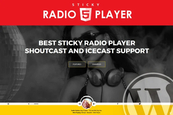 Sticky Radio Player full-width Shoutcast and Icecast player plugin banner