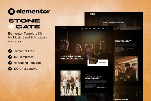 Stonegate music band and musician Elementor template kit preview