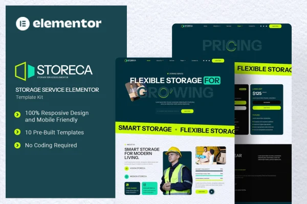 Storeca storage service Elementor template kit cover image