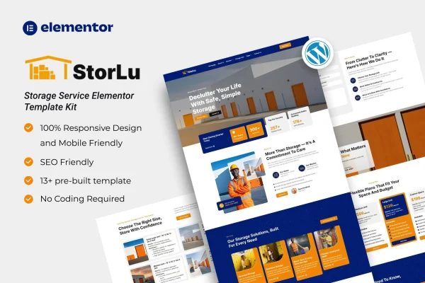 StorLu storage service Elementor template kit preview