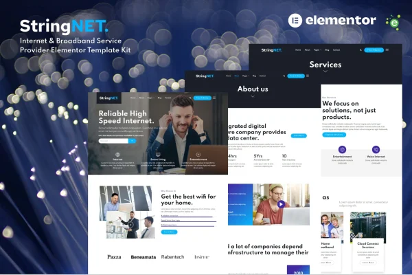 StringNET internet and broadband Elementor template kit preview