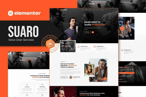 Suaro voice over services Elementor template kit preview