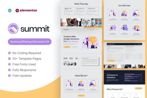 Summit business and startup Elementor template kit preview