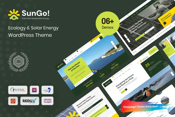 Sungo ecology and solar energy WordPress theme preview