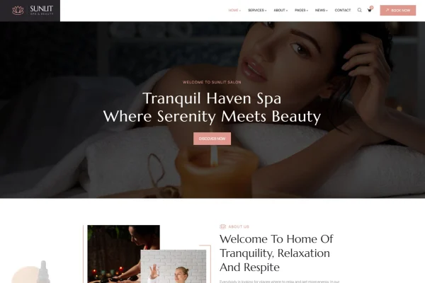 Sunlit spa and beauty WordPress theme preview