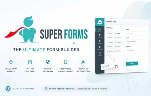 Super Forms drag and drop form builder plugin banner